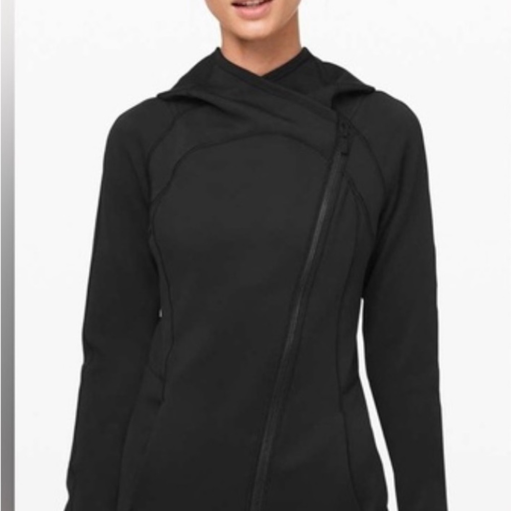 Lululemon(Size 4) Every Journey Hoodie. Black Asymmetrical Zip Jacket.Like new.